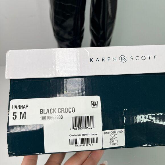 Karen Scott Womens Hannap Dressy Tall Mid-Calf Boots Black Croco 5M #601 - Picture 10 of 12
